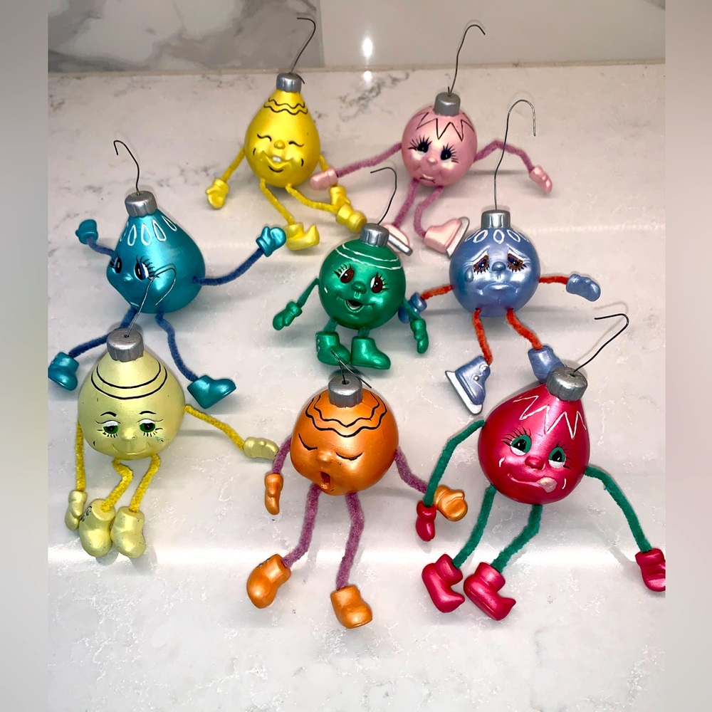 Vintage Christmas Sitting Face Ornaments Set